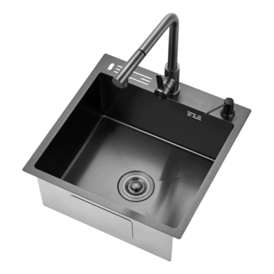 Bacha de Cocina negra Acero Inoxidable 304 con griferia - CM5050
