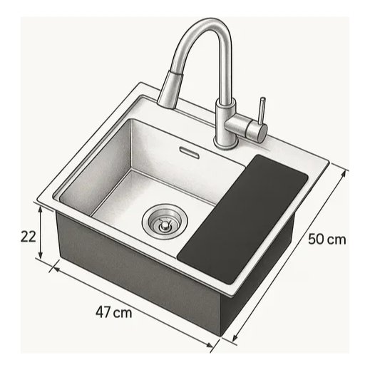 Bacha Cocina Acero Inox Con Grifería Flexible Con Accesorios
